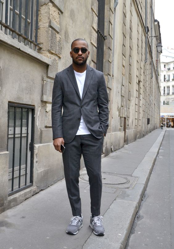 mens suits with tennis shoes