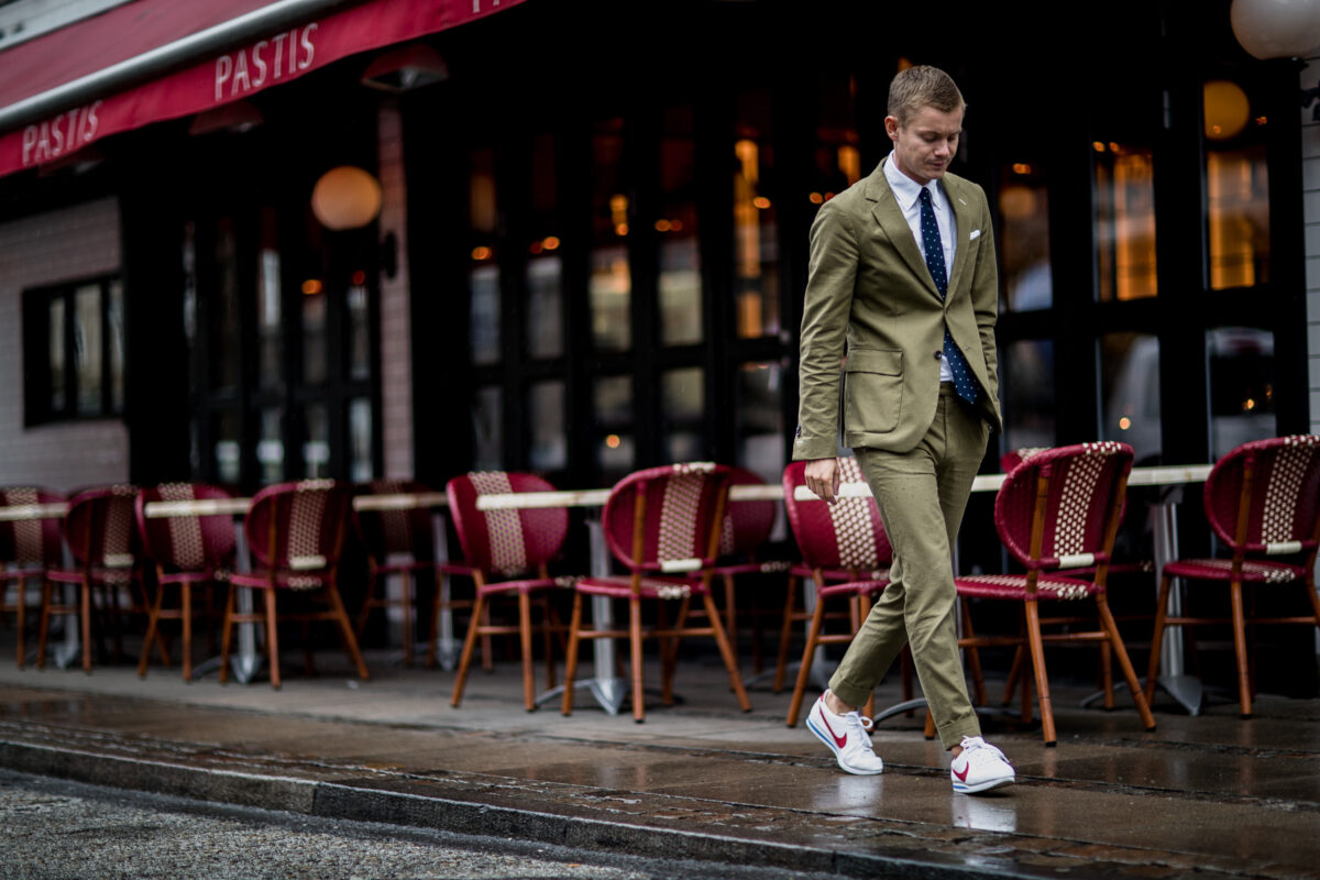 suit with balenciaga sneakers