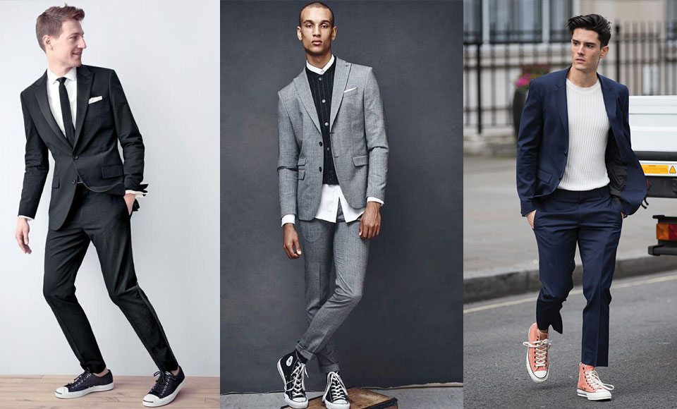 formal wear with sneakers