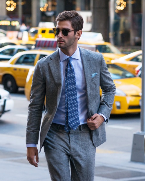 Sartorial Grey Melange Flannel 180s Suit - Oliver Wicks