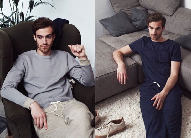 Man with brown hair and beard, in loungewear outfits.