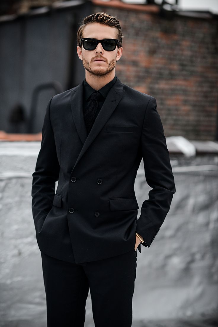 black suit casual look