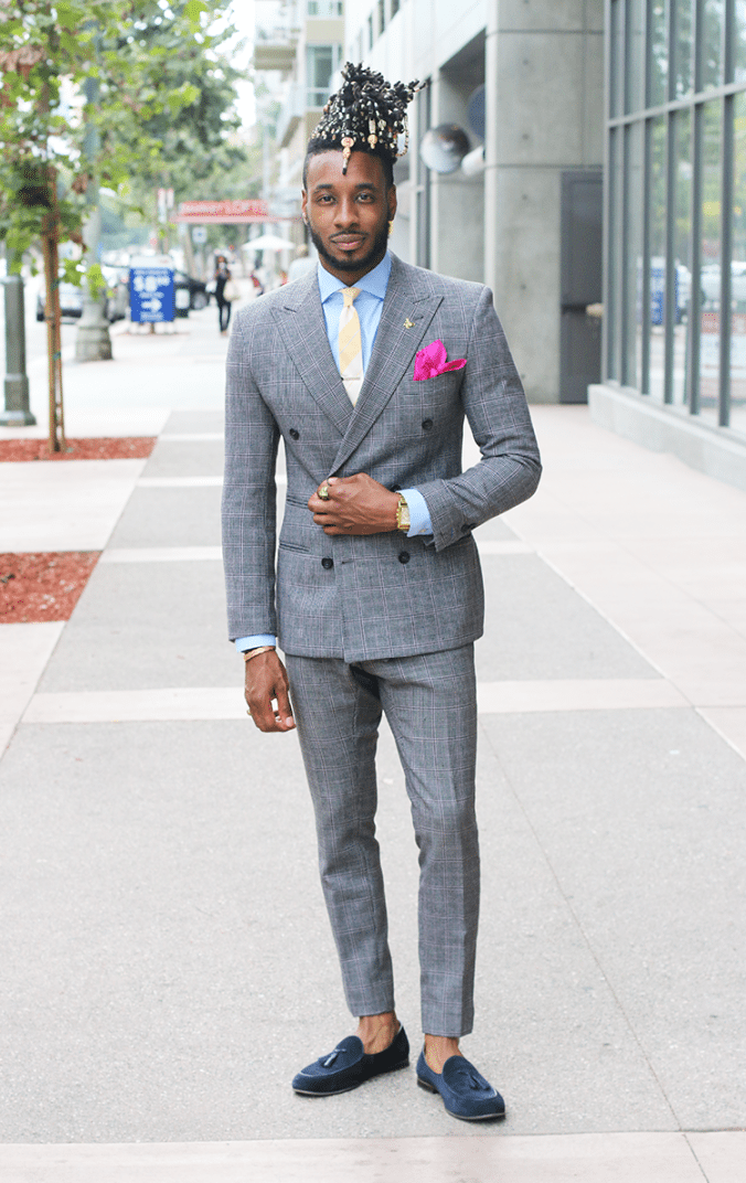 suit with moccasins