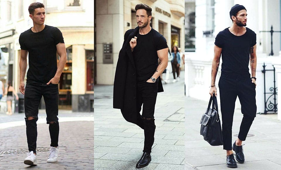 black sneakers mens outfit