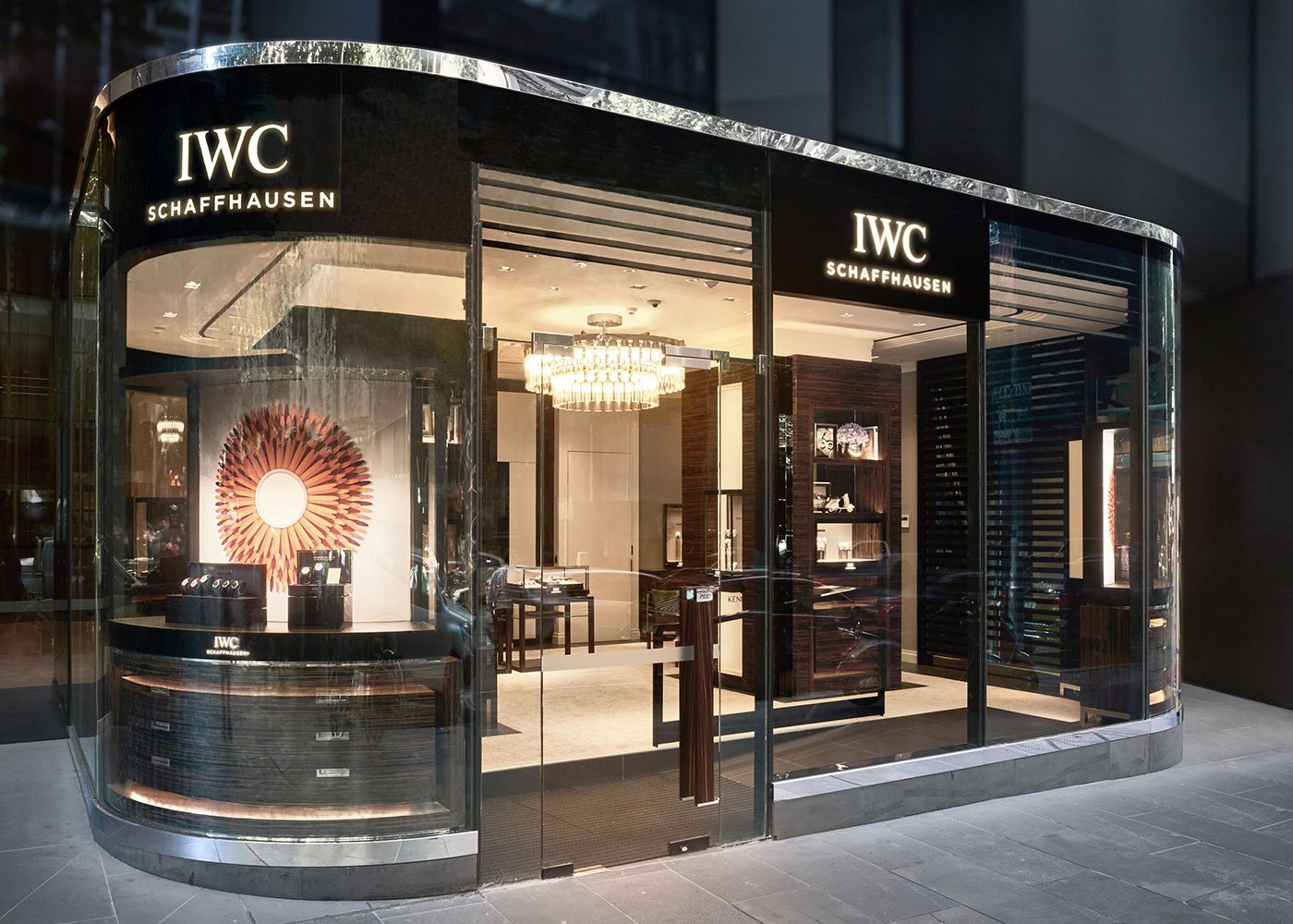 IWC Melbourne boutique with elegant watch displays.