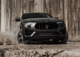 Maserati Levante Trofeo SUV navigates rugged terrain.