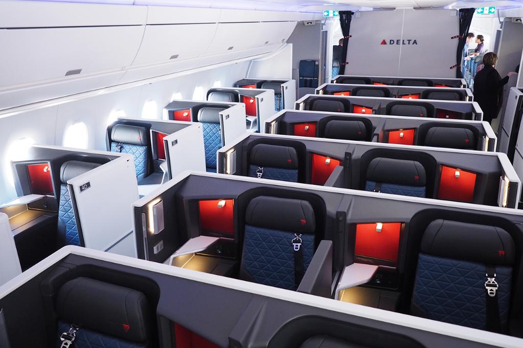 Delta Airlines' business class features luxurious, stylish suites.