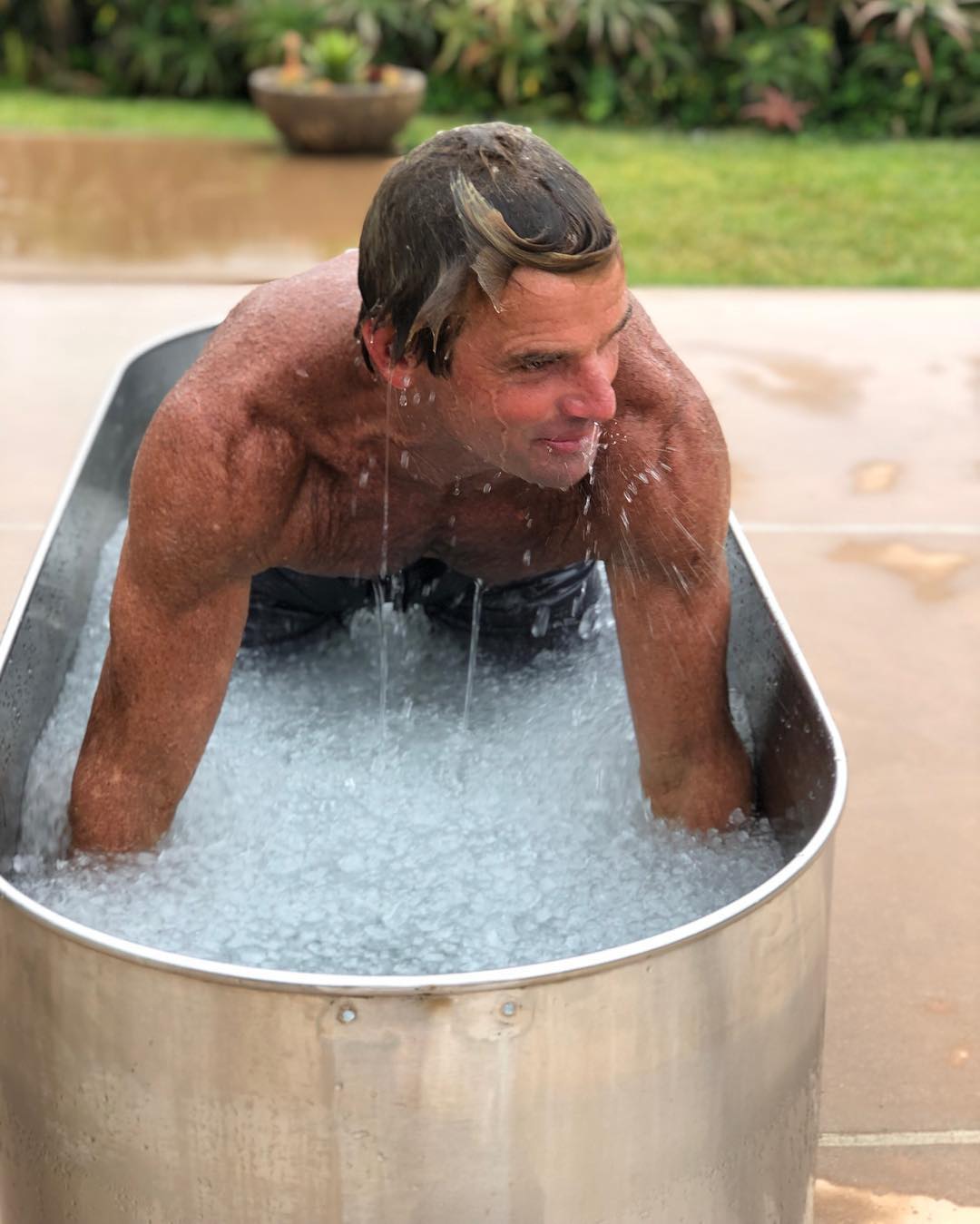 A person cools off like Laird Hamilton.
