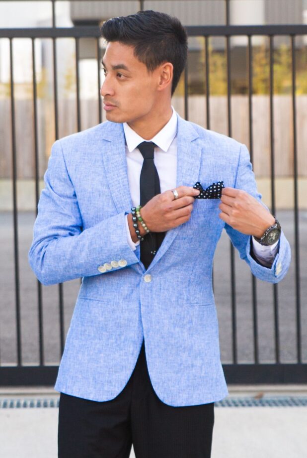 Light Blue Dress Pants with Light Blue Jacket Outfits For Men (12 ideas &  outfits)