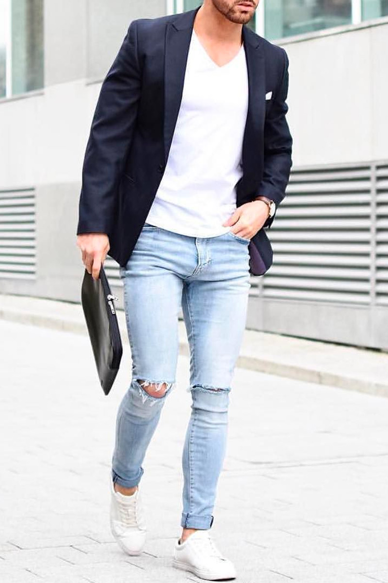 ripped jeans and shirt outfit