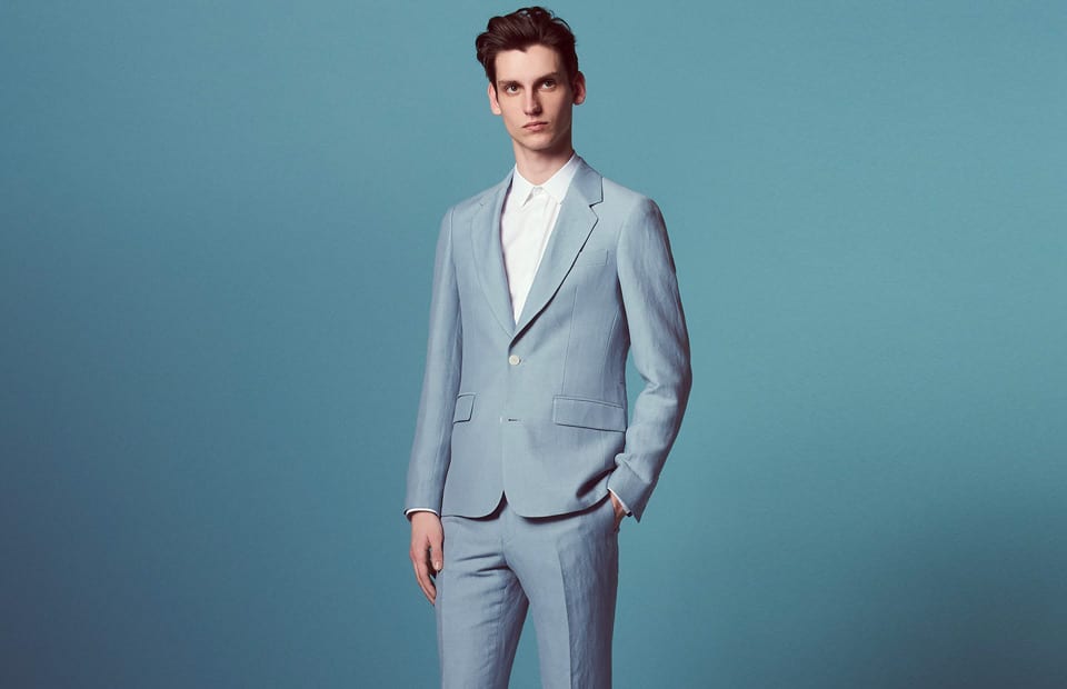blue suit with converse