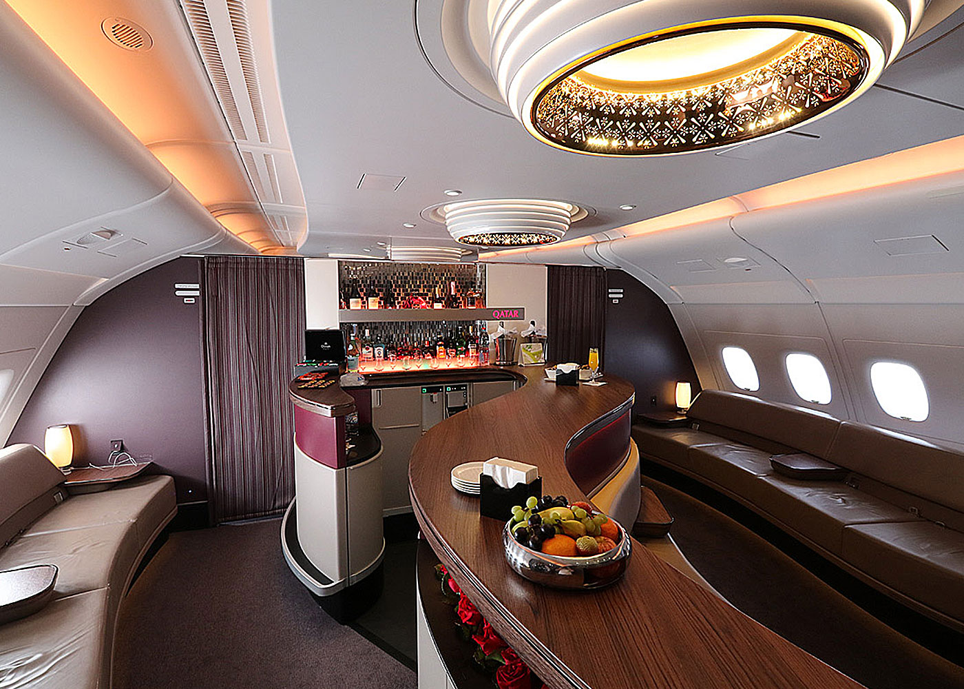 Qatar A380 offers lavish Business Class lounge.