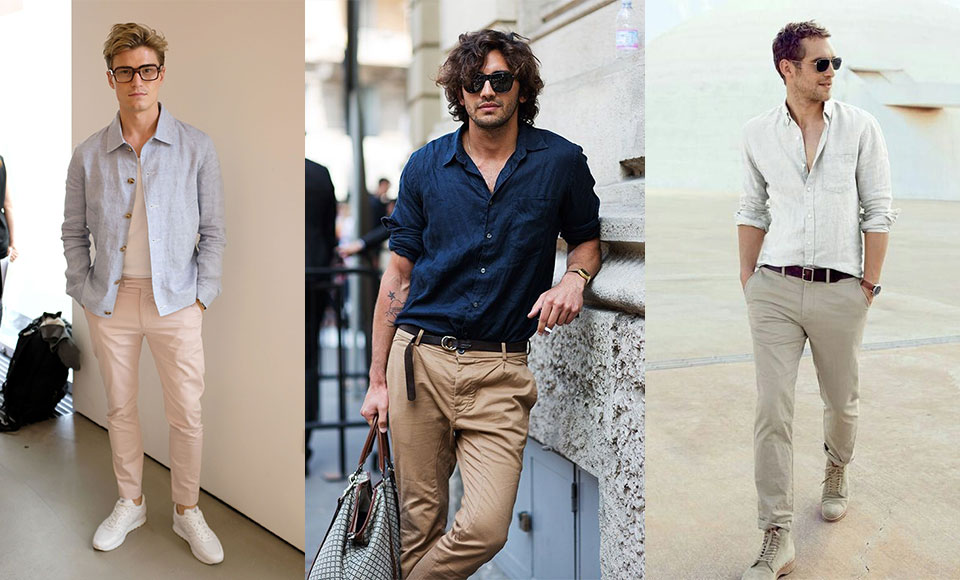 mens linen holiday trousers