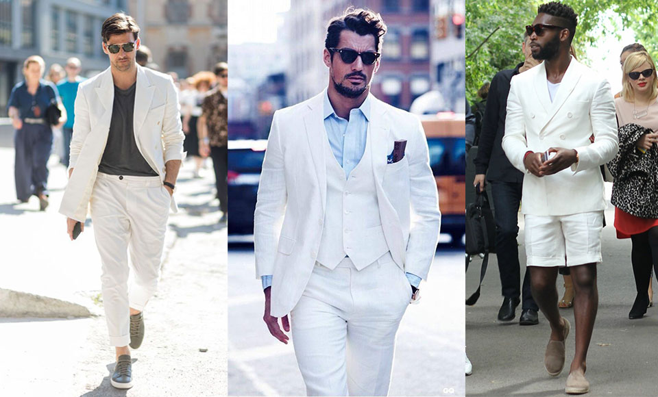 white casual suit