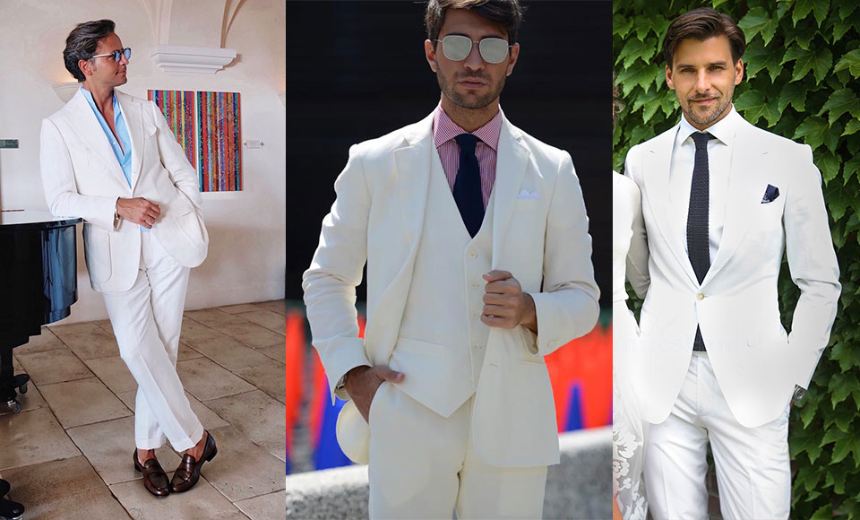 off white suit contrast