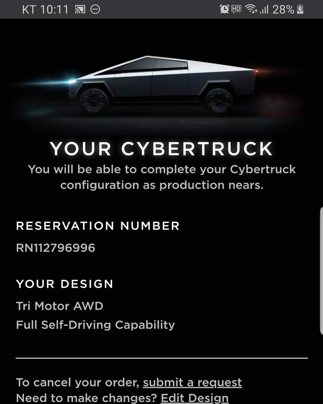 Cybertruck reservation confirms Tri Motor AWD design.