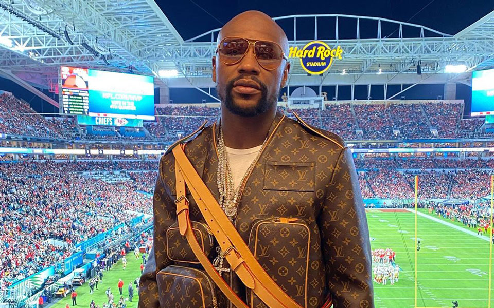 Floyd Mayweather trolled for wearing £5k Louis Vuitton jacket with matching  bags sewn on at Super Bowl 2020 – The US Sun