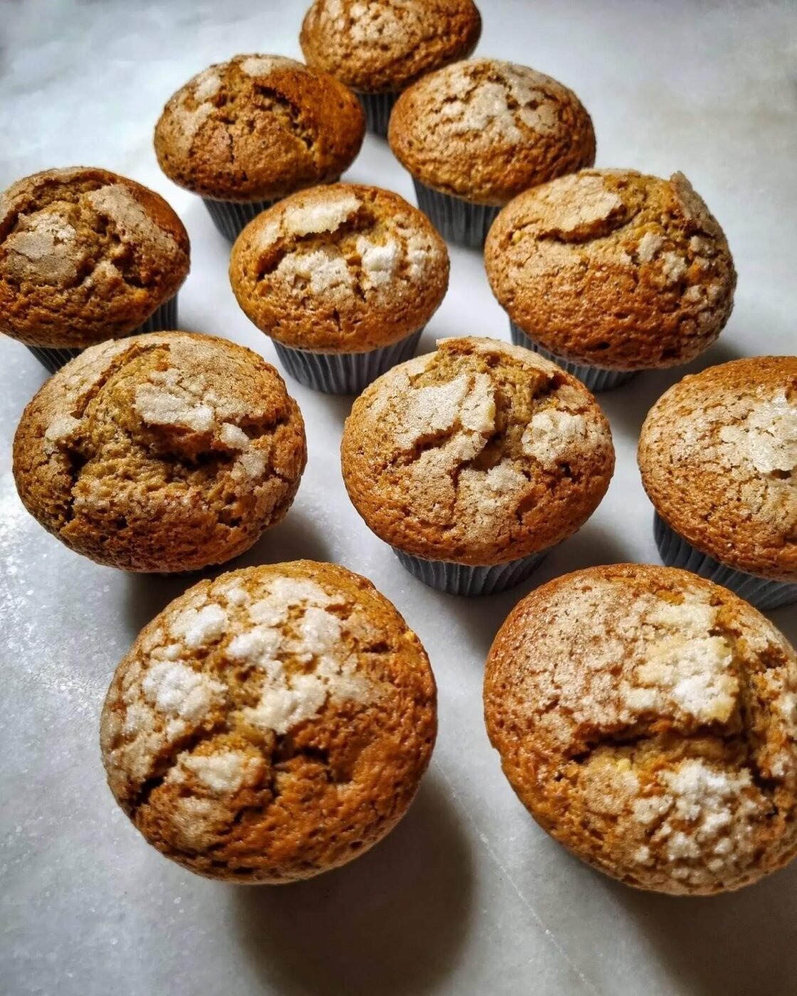 Golden-brown muffins, lightly sugared; Spanish culinary elegance.