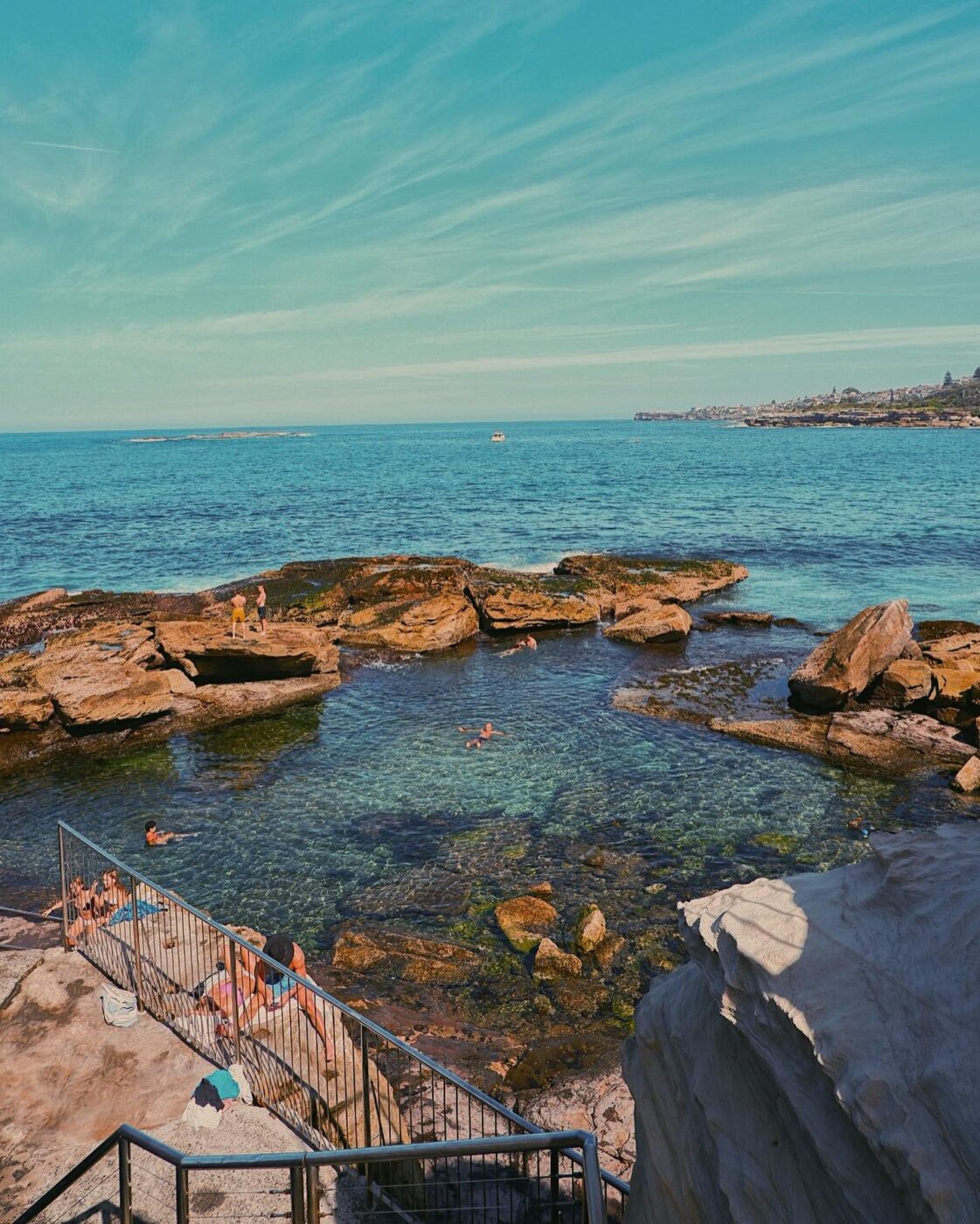 Australia's rocky coast with natural pool scene.