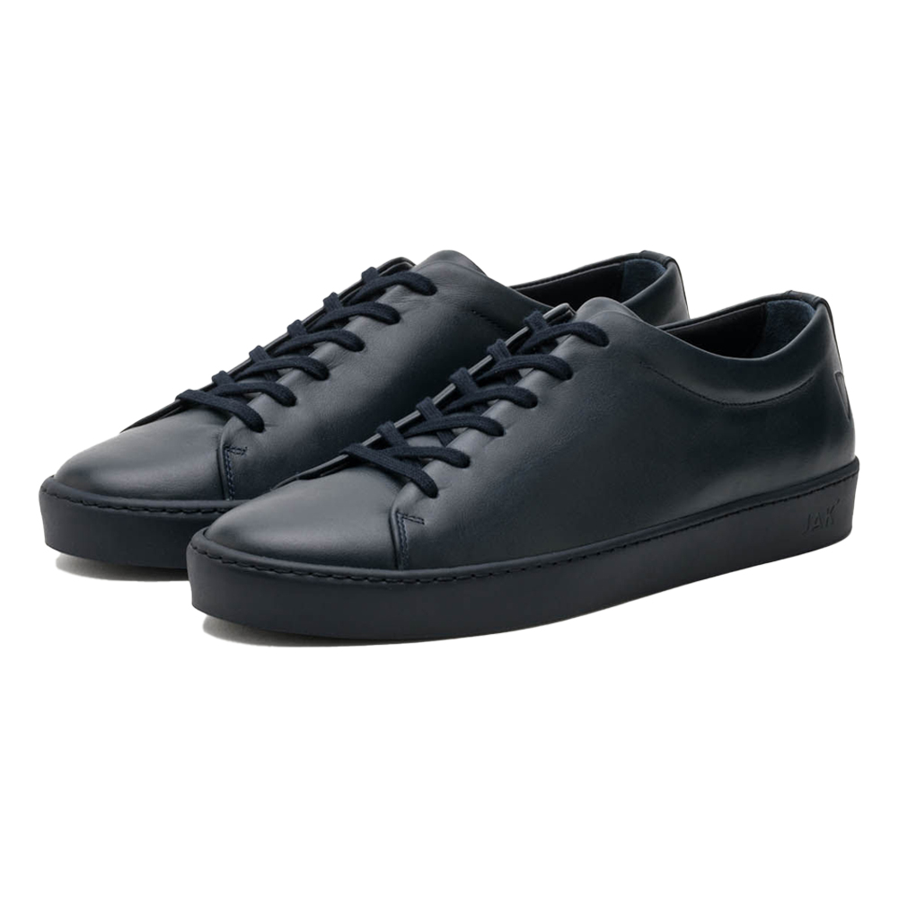 black on black leather sneakers