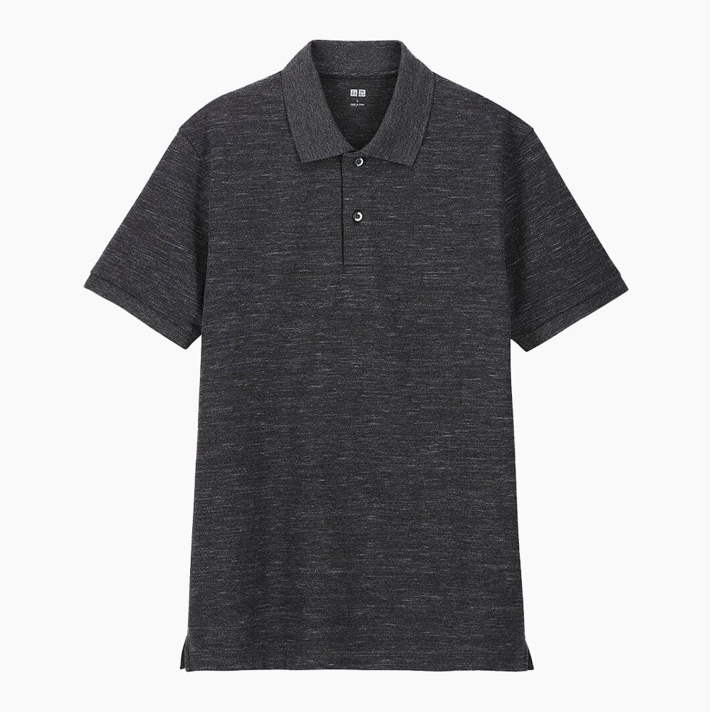 Men’s staple: gray polo shirt.