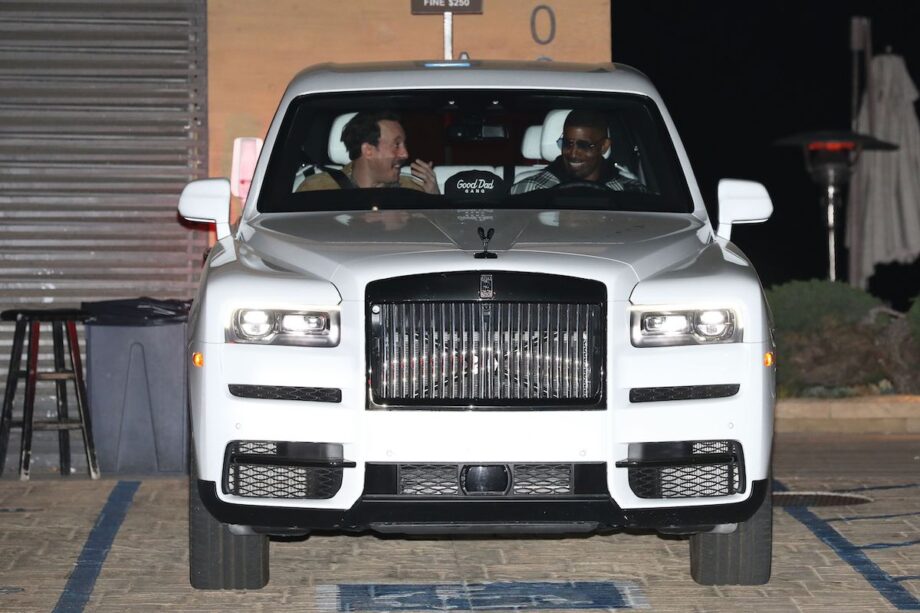 Jamie Foxx Gases Up His Rolls Royce wearing Louis Vuitton Plaid