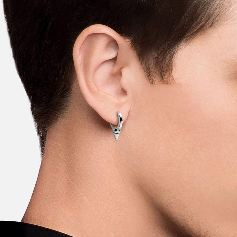 Louis vuitton silver single stud earring for men