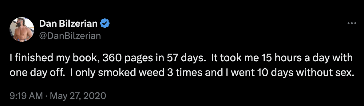 Wrote 360-page book in 57 days.