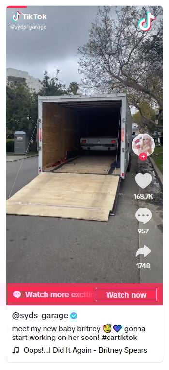 Classic car in trailer intrigues TikTok fans.