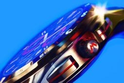 Close-up of a TAG Heuer watch with blue face.