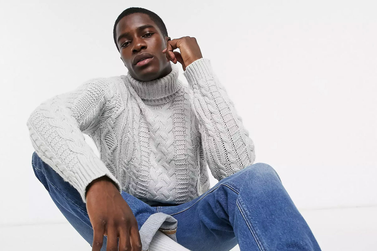 Louis Vuitton Authentic Mens Sweater Turtleneck Wool Gray Size XL
