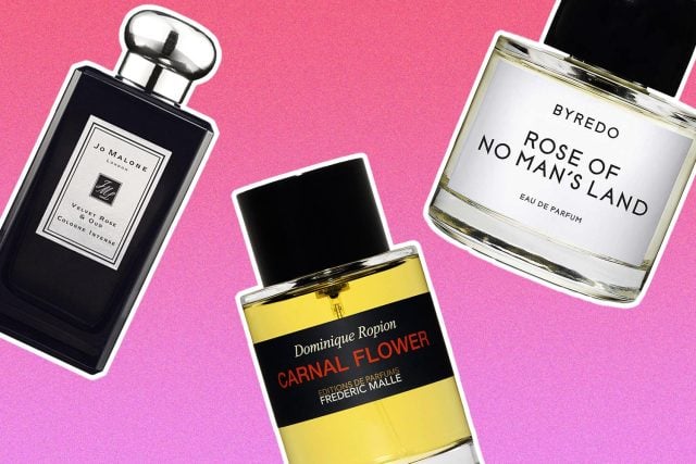 Perfume bottles: Jo Malone, Byredo, Frédéric Malle.
