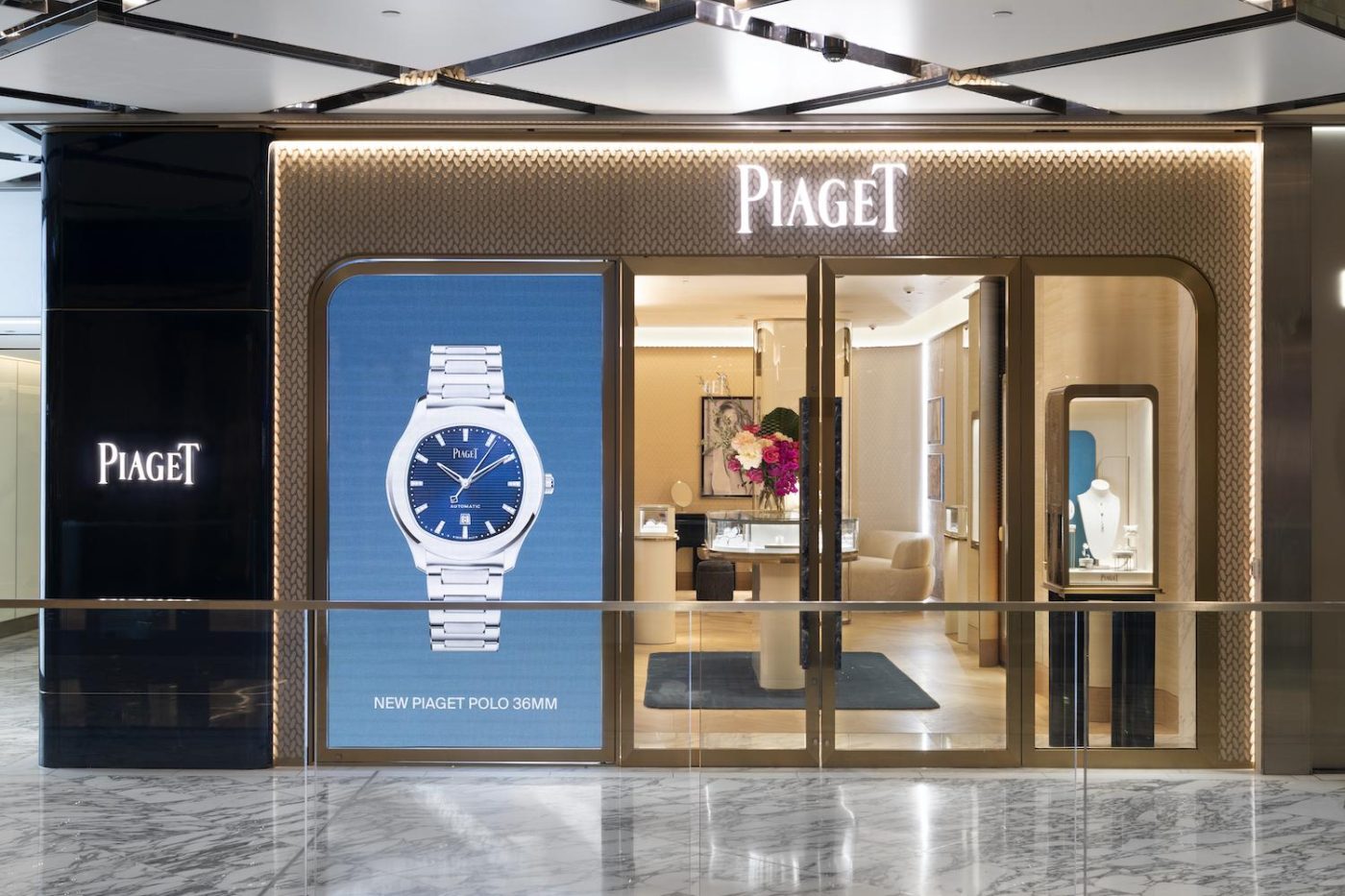 Sydney's Piaget store displays luxury Polo watch.