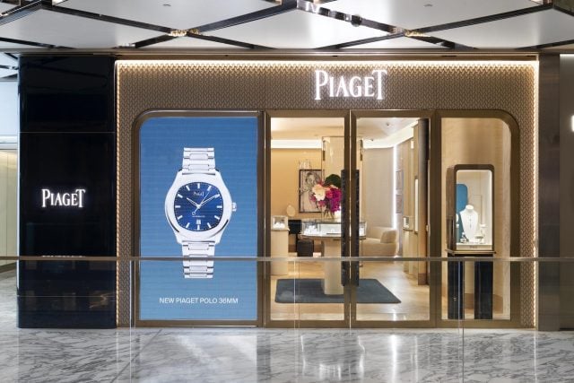 Sydney's Piaget store displays luxury Polo watch.