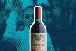 Petrus wine displayed with London restaurant vibe.