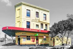 Lord Gladstone pub in vibrant yellow.