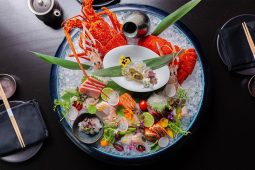 Luxurious Sokyo sashimi with lobster and oysters.