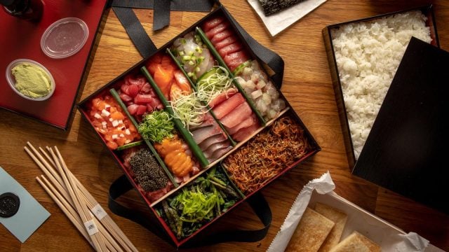 Bento box with sushi in New York.