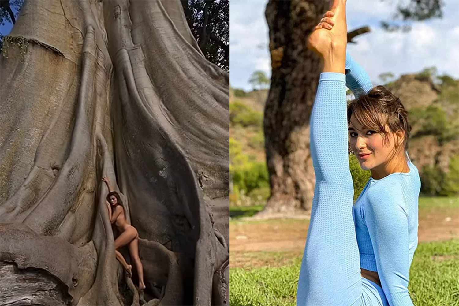 Woman faces deportation from Bali after posing naked with tree