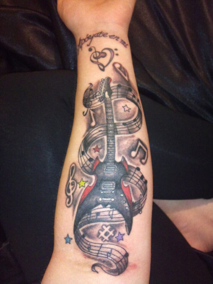 Music forearm tattoo