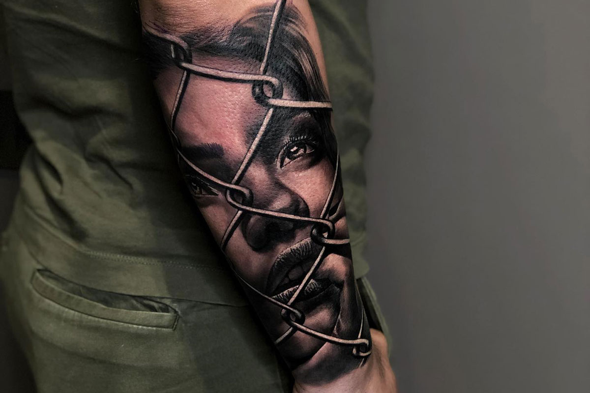 Portrait Tattoo On Forearm by Levi Bell