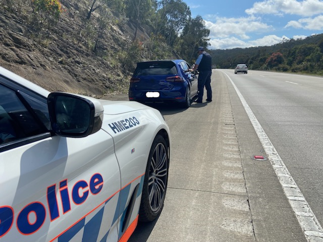 Officer stops speeder on Hume.
