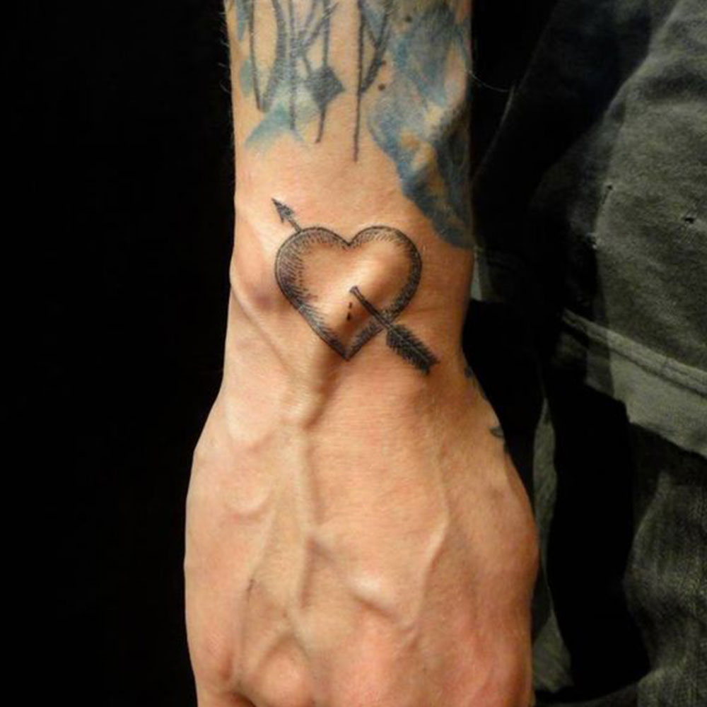 cross heart wrist tattoos