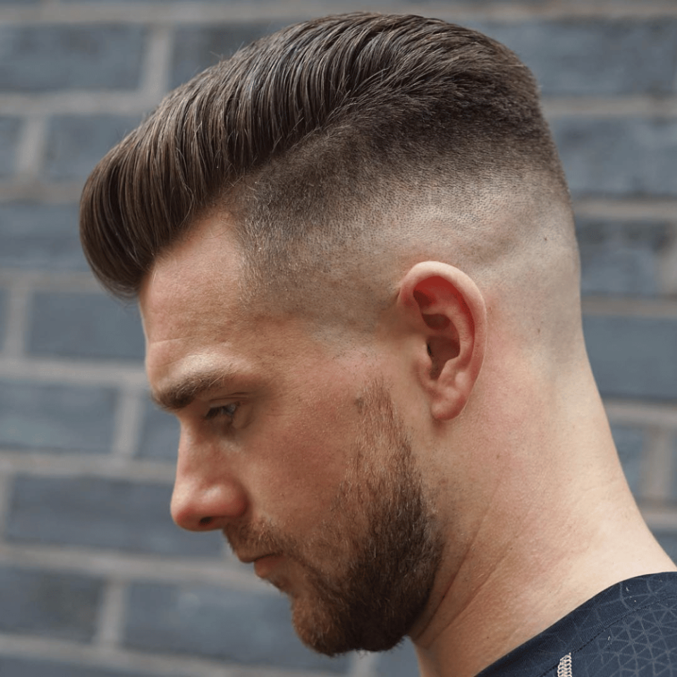 Men Hairstyles - 9. Blown Back Hairstyle + Mid Fade This blown back  hairstyle is a brushed look with volume. Long hair blends into a mid fade  for a flawless finish. | Facebook