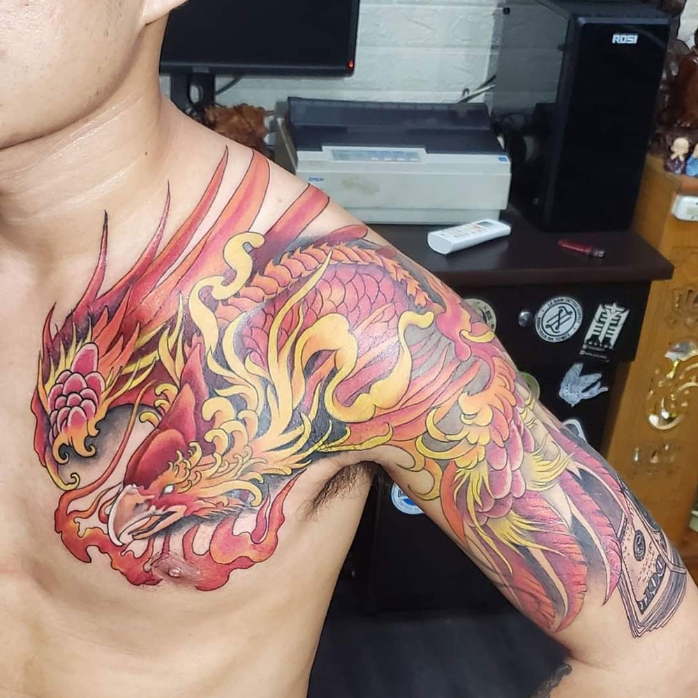 My Japanese shoulder piece Dragon  Finished yesterday By Chris Crooks  at White Dragon Tattoo Belfast Northern Ireland  rtattoos