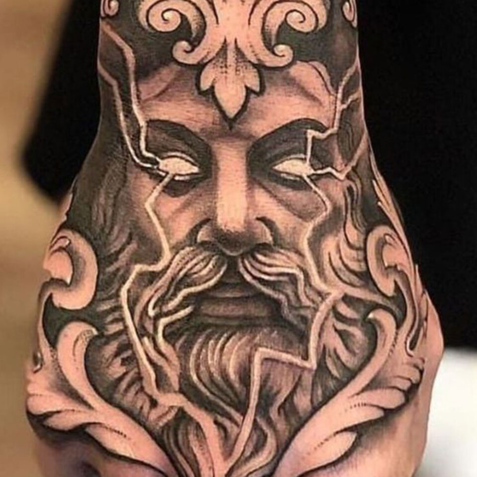 God Full Sleeve Temporary Tattoo Black  Gray Tattoos God Zeus  Etsy