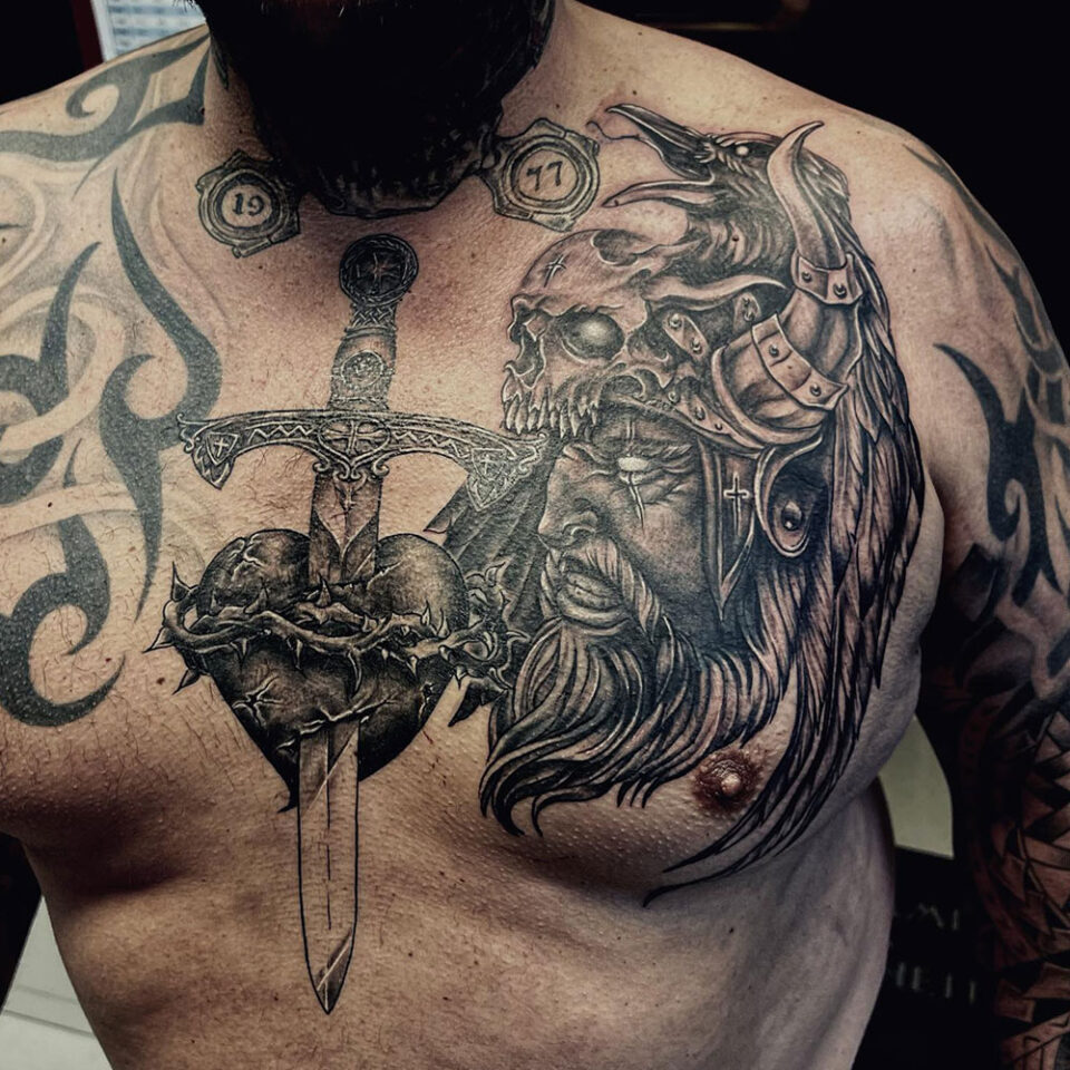 Tattoo uploaded by Galen Bryce  aka Drip Skull  Bat chest piece tattoo  by galenbrycetattoo Brooklyn NY  Tattoodo