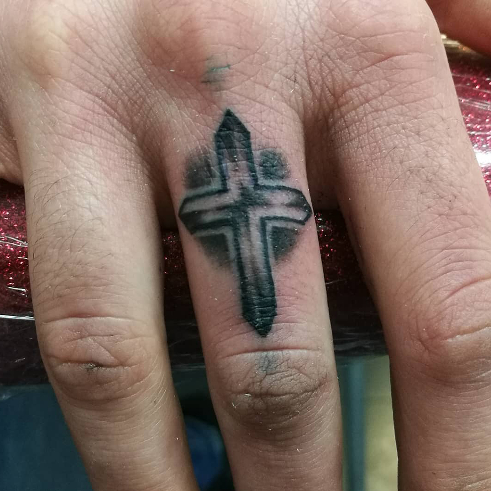 Classic Sideways Cross Stainless Steel Ring  GTHIC