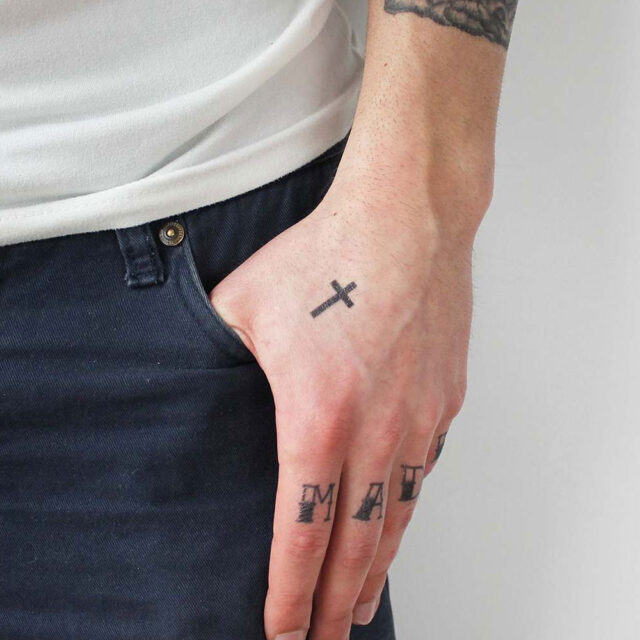 Minimal Cross Tattoo On Hand