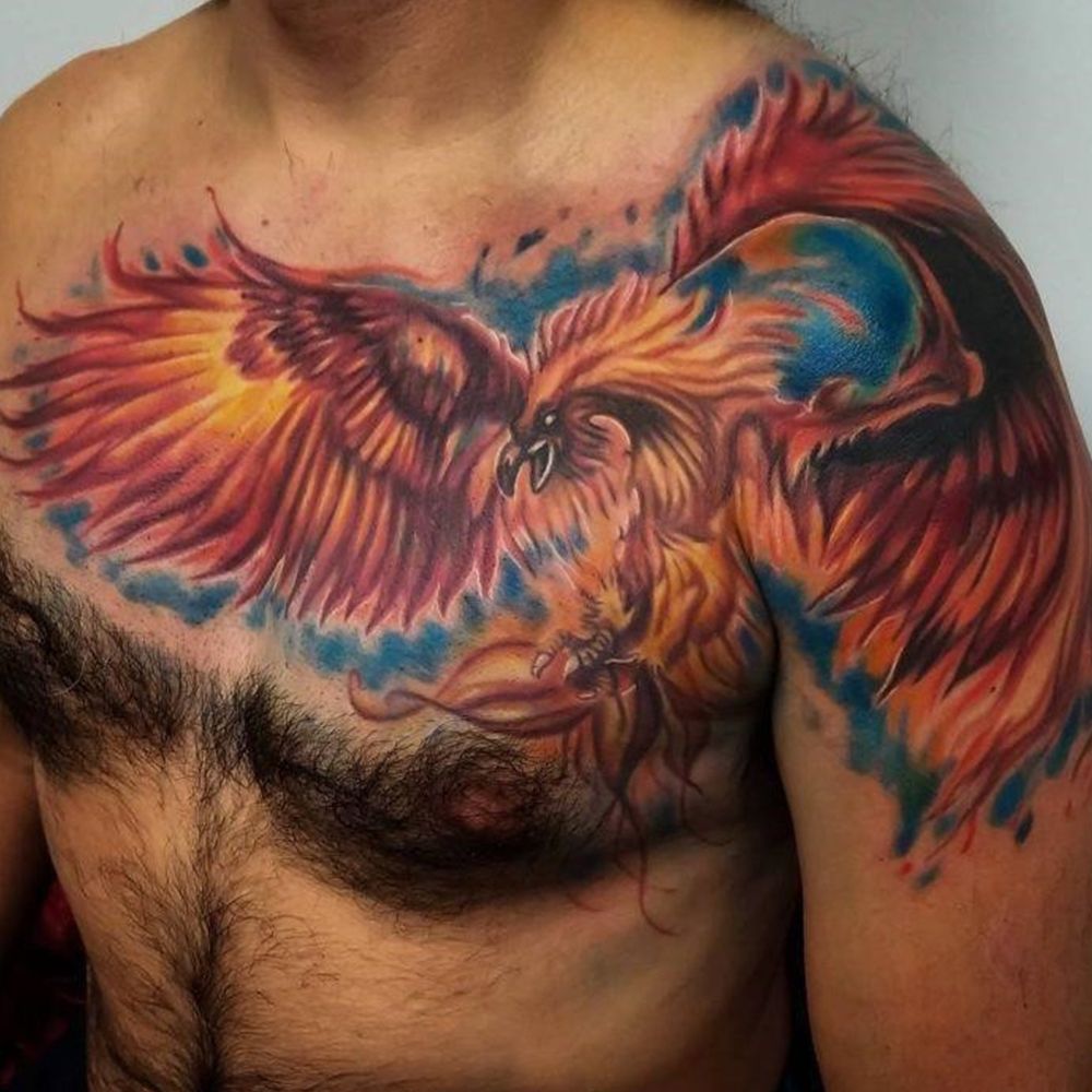 Phoenix Chest Tattoo 1